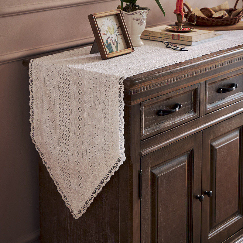茶几田园美式蕾丝桌旗长条形中式桌布梳妆台布电视柜边柜禅意新品