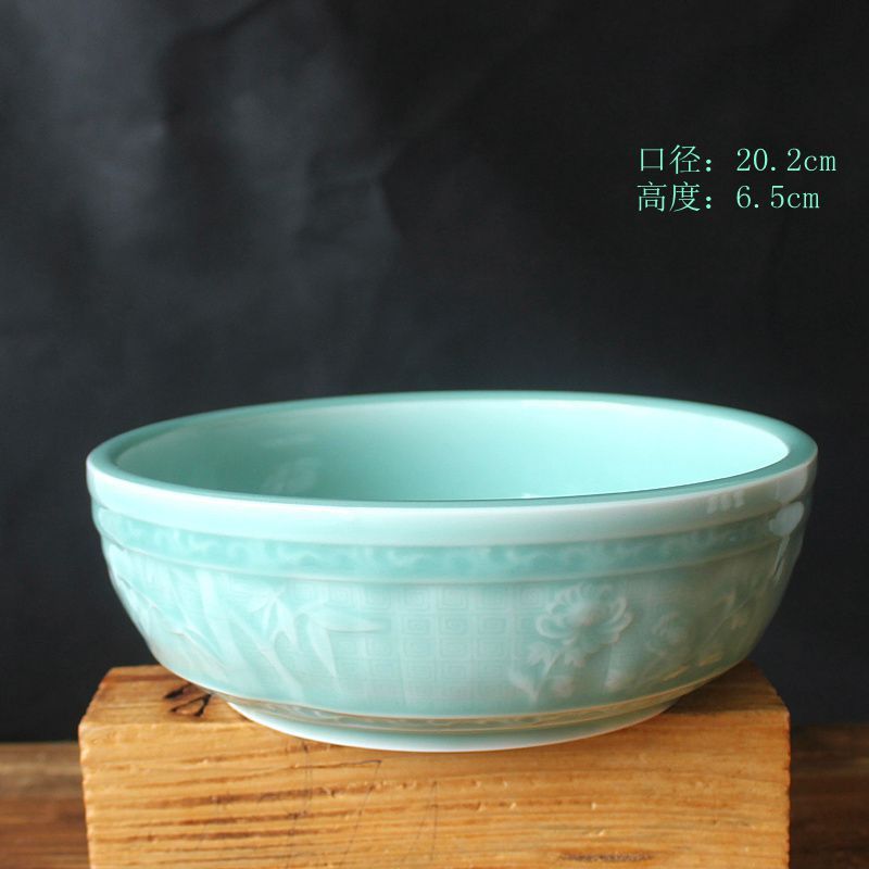 供应高档青瓷釉土矿原水培花盆花盆陶瓷高档茶洗9084