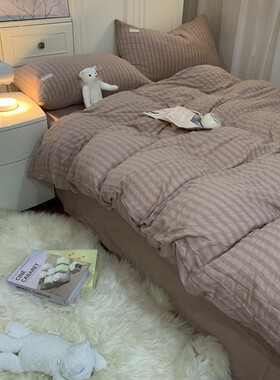 批发春夏韩式品水洗棉床上四件套仙女床简约2m紫色床单被套宿舍三