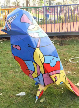 热销不锈钢彩绘动物雕塑镜面彩绘七彩神鸟鸟雕塑景区房产公园绿地