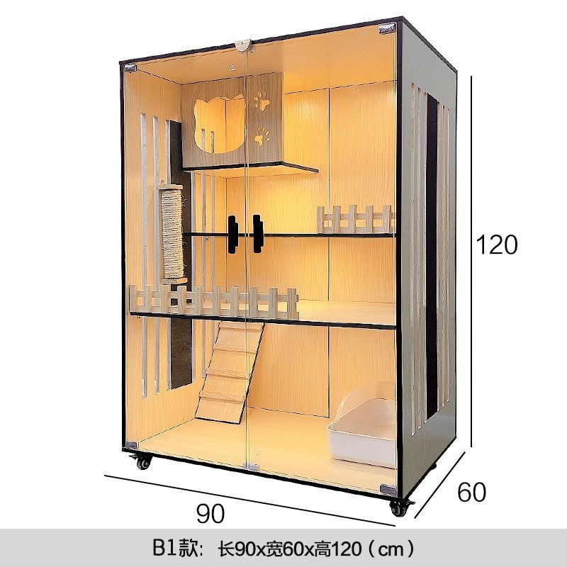 实木猫笼子家用超大室内双层猫柜猫舍猫窝猫屋展示笼三层猫别墅