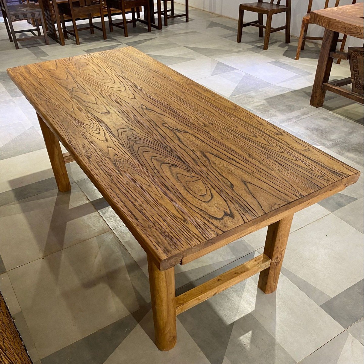 老榆木书桌实木大板长条老榆木书桌新款禅意复古茶桌茶室喝书房