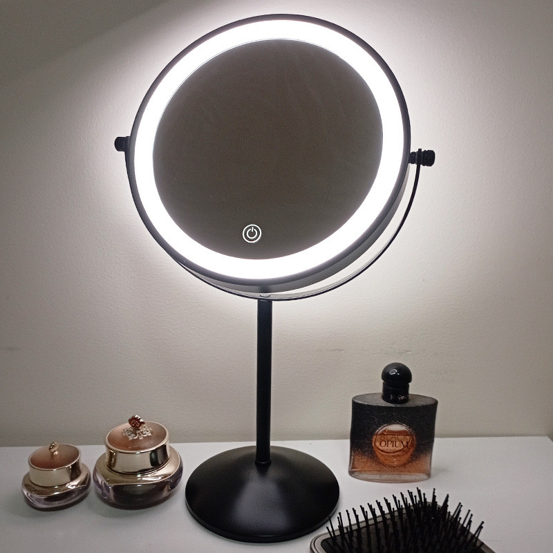 led化妆镜带灯3倍10倍放大镜8英寸led梳妆镜礼品桌面宿舍双面化妆