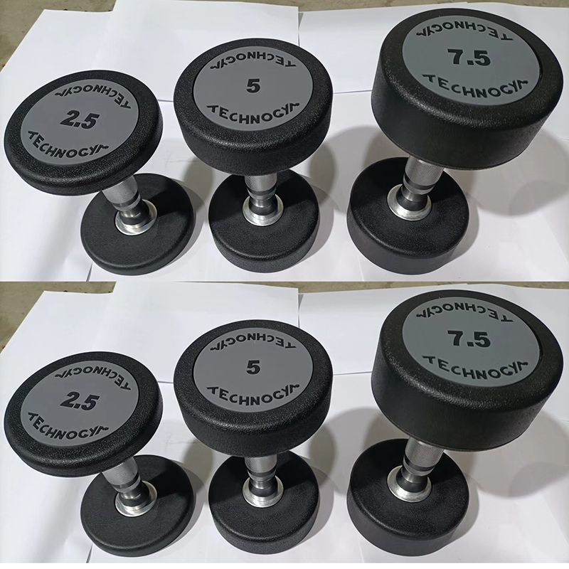 泰诺健圆头包胶哑铃纯铁钢芯整套固定亚铃健身房商用15kg50公斤20