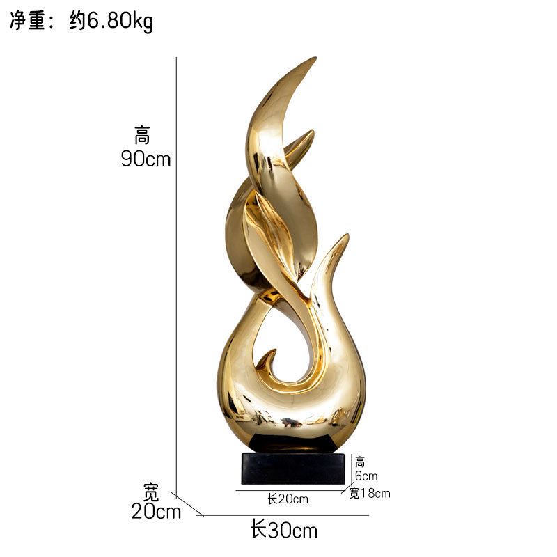 电镀摆件轻奢样板房现代客厅玄关电视柜旁边落地雕塑软装饰工艺品