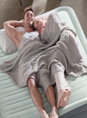 热销intex64902/64904/64906条形露营野营充气床垫浅蓝户外空气床