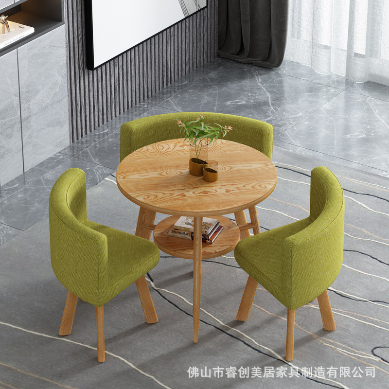厂家餐桌椅组合奶茶店桌椅北欧小户型双层木桌子饭桌洽谈咖啡桌