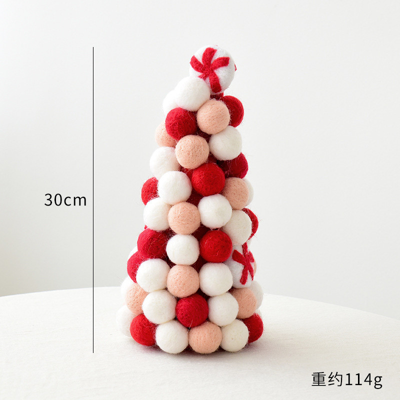 圣诞羊毛毡串圣诞树桌面摆件diy羊毛球迷你圣诞花环场景装饰