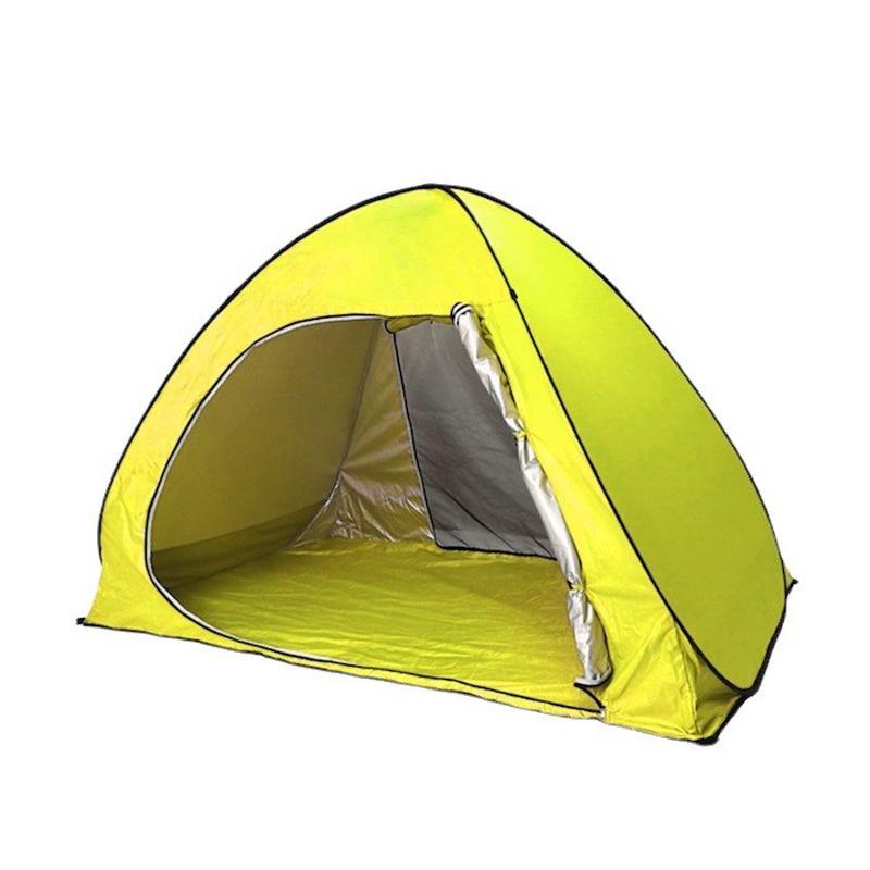 2人适用190t蓝色野营帐篷涂银布户外免搭建涤纶露营速开帐篷