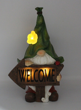 地精侏儒树脂摆件精灵欢迎牌庭院花园装饰户外工艺品草坪摆饰