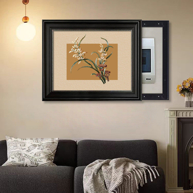 电表箱装饰画免打孔中古风配电箱强弱电箱电表盒遮挡液压推拉挂画