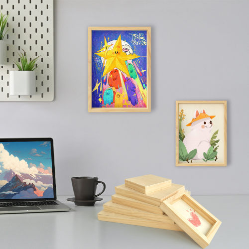 50*70cm画框diy粘土实木彩泥画框台式粘土艺术框丙烯颜料泼绘框