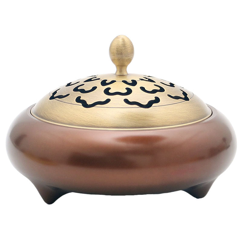 香炉纯铜家用茶道三足仿古禅意檀香炉室内沉香摆件净化空气盘香炉