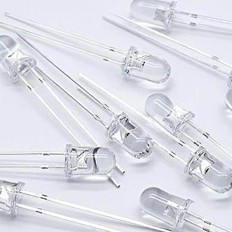 f3/f5白发冰蓝圆头超高亮暖白长脚透明3/5mmled灯珠二极管发光