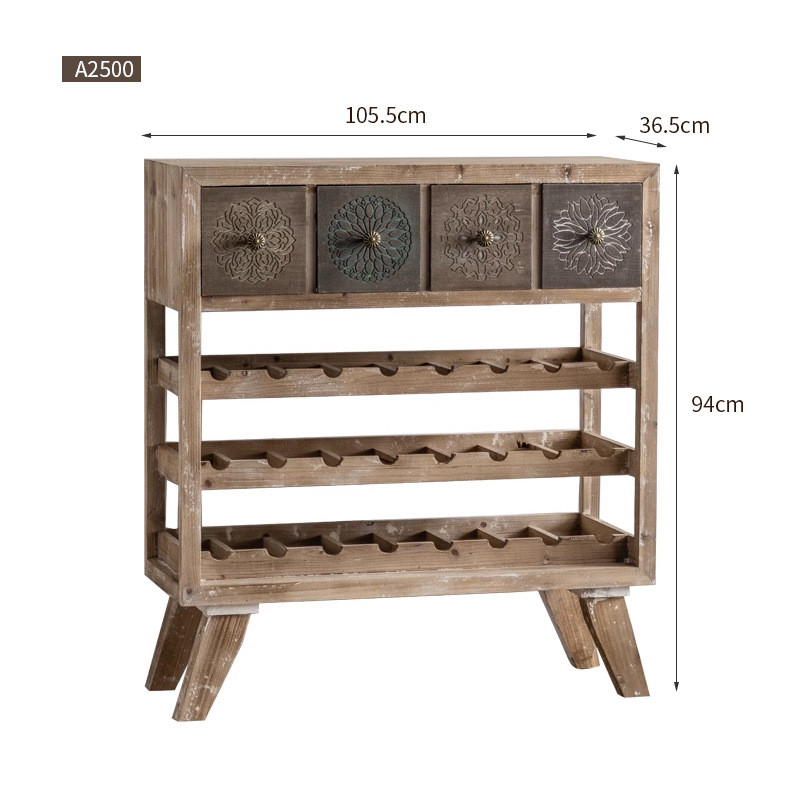复古做旧雕花木质酒柜美式多功能储物小柜子民宿玄关置物架酒吧