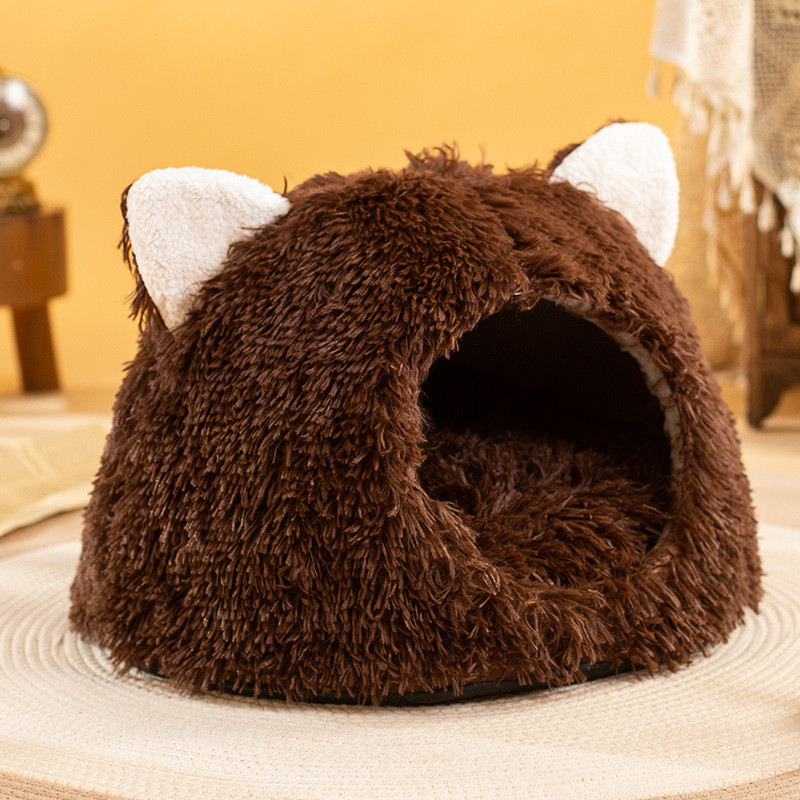 批发四季通用房子式加厚垫款宠物窝半封闭冬季保暖咬不烂狗窝猫窝