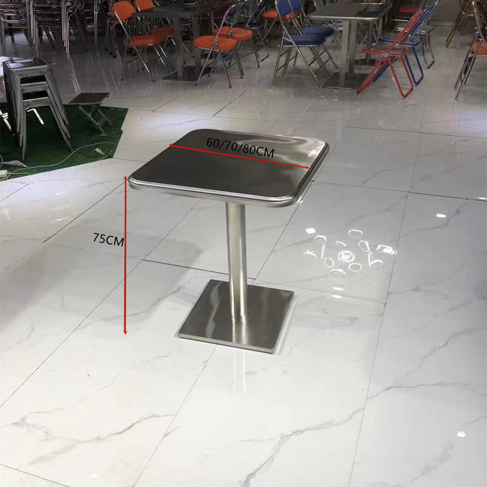 网红奶茶店咖啡店经济型餐桌简约现代不锈钢圆形桌加厚休闲餐桌
