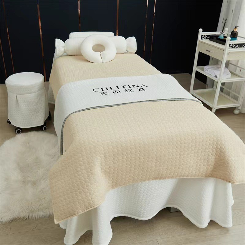 批发高档针织棉四季美容院养生按摩采耳洗头疗床套美容床罩四件套