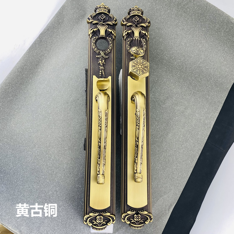 欧式黄铜别墅美式大门锁黄铜双开门锁入户门会议室对开门对开大锁