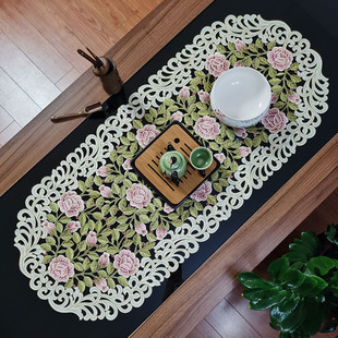 热销厂家批发机绣满工绣花桌布桌旗五斗橱餐桌布盖布纯手工镂空高