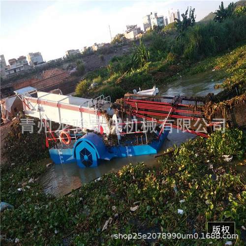 热销湖南水库割草垃圾打捞船河道水生植物收割船全自动船厂家