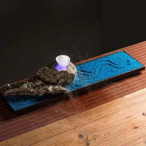 玄关乌金石盆景加湿器摆件禅意家居创意陶瓷饰品干景造景盆微景观