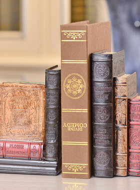 美式乡村做旧手工彩绘书立书靠树脂摆件家居摆件书档软装批发！