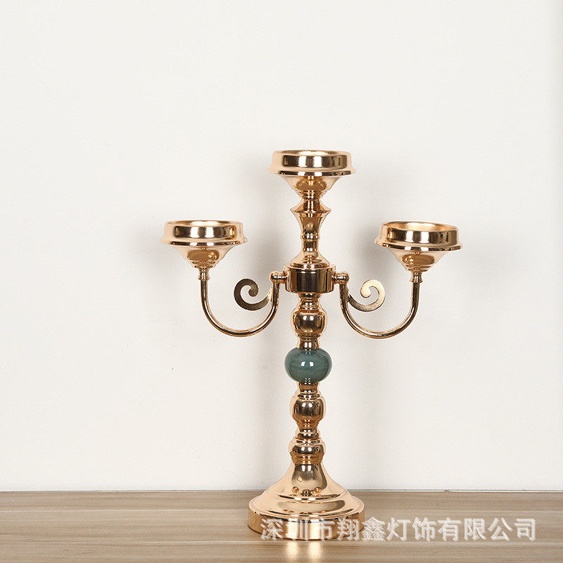 欧式家用复古烛光晚餐道具灯北欧浪漫烛台摆件轻奢美式蜡烛台餐桌