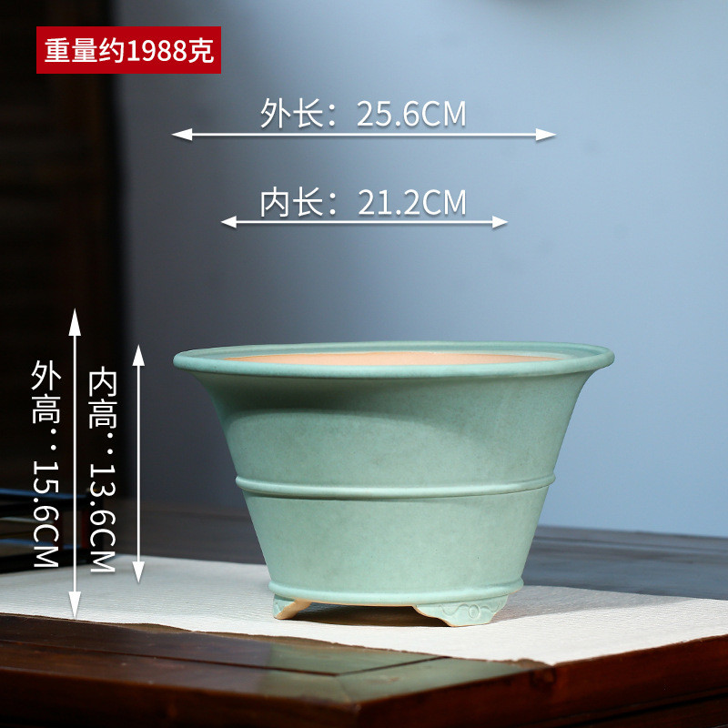 批发宜兴精品紫砂花盆高温釉斗盆兰花文竹多肉盆透气养花菖蒲yz52