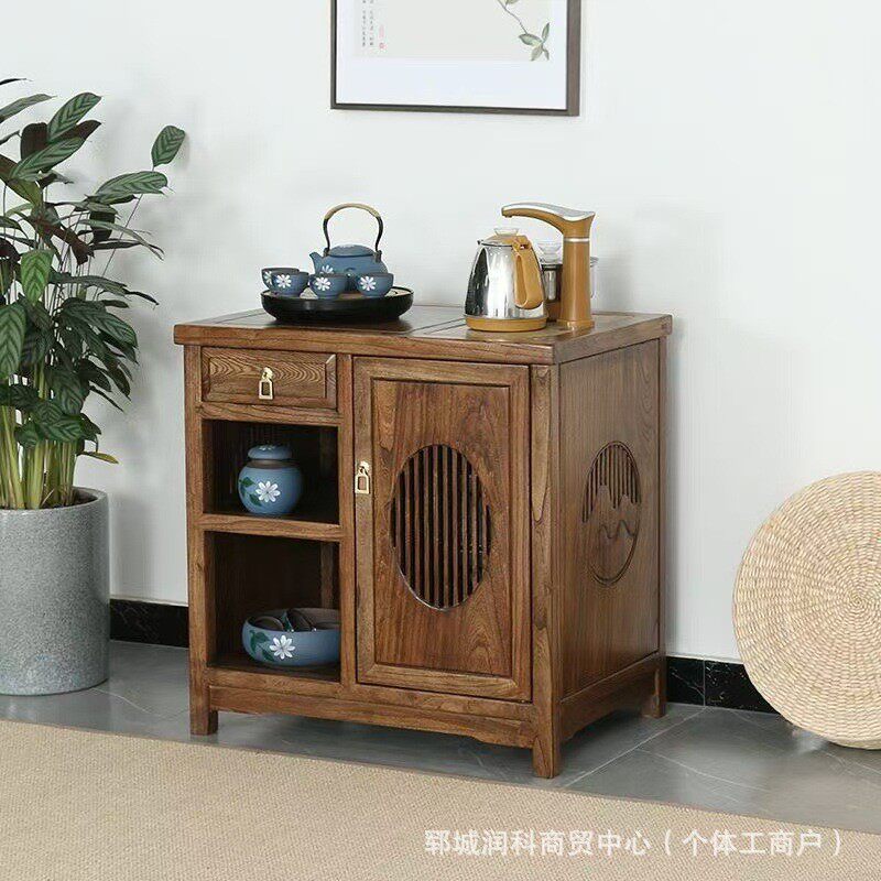 新中式茶水柜老榆木茶几家用客厅餐边柜禅意泡茶烧水一体式茶具柜