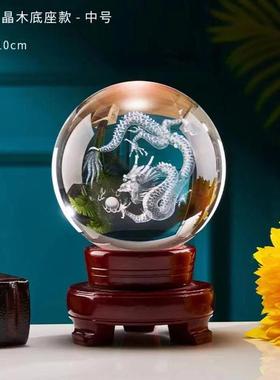 做各款式图案内雕现做logo标语水晶球摆件生肖吉祥图工艺品3d图像