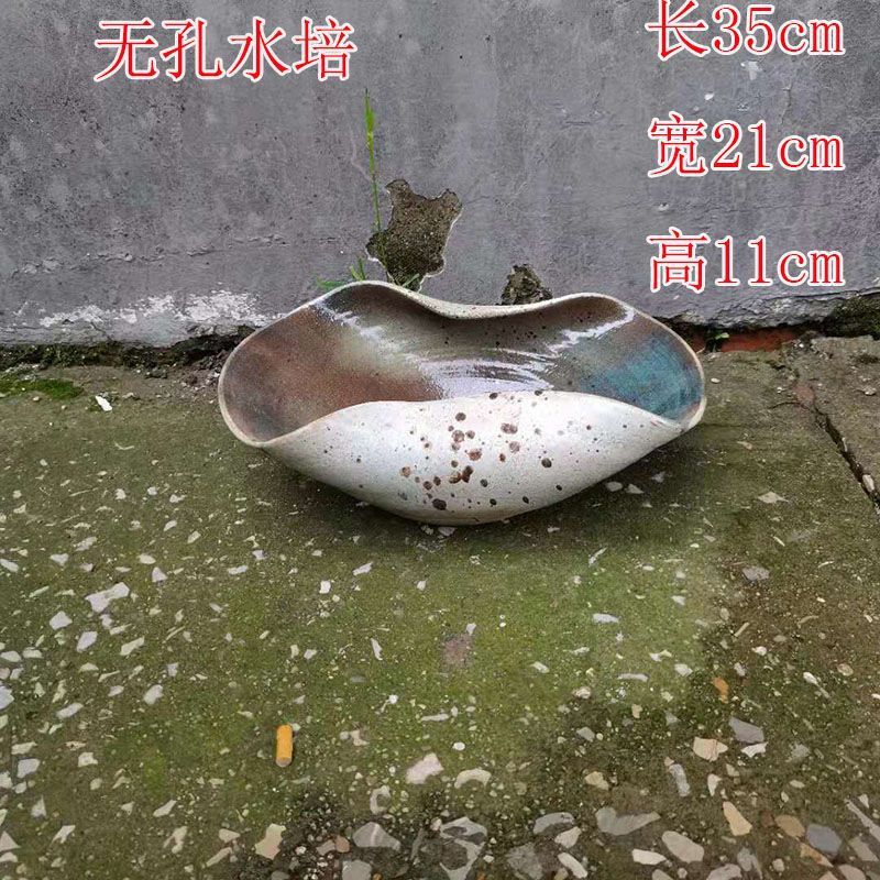 水草种植罐多肉插画陶罐花盆复古创意土陶罐桌面高植物陶瓷水培