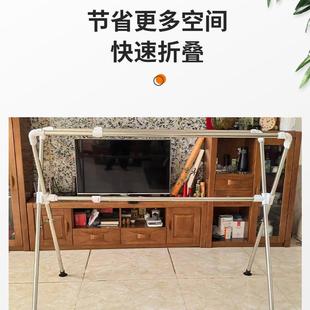 可x型双杆折叠晾衣架阳台不锈钢移动可伸缩晒被架落地简易晾衣架