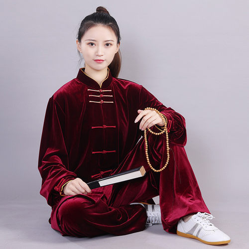 武术极太极服冬南韩绒加厚双色扣表演服刺绣新款太极服宏练功中长