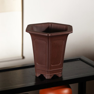 紫砂花盆精品六方形兰盆韩永刚家老紫泥春兰花专用盆兰草盆觅陶乡