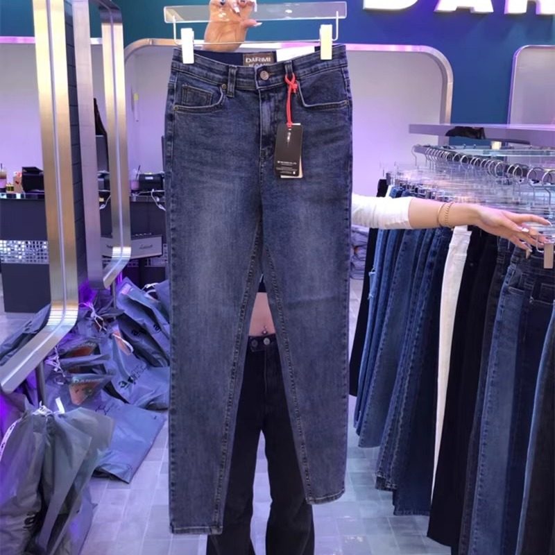 高腰长裤水洗牛仔2025春秋小脚裤