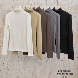 韩国代购BLOSSOM加厚羊毛长袖打底衫女25秋冬高领修身磨毛t恤上衣