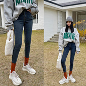 女 紧身显瘦复古小脚铅笔裤 韩国东大门代购 2025春秋加厚深色牛仔裤