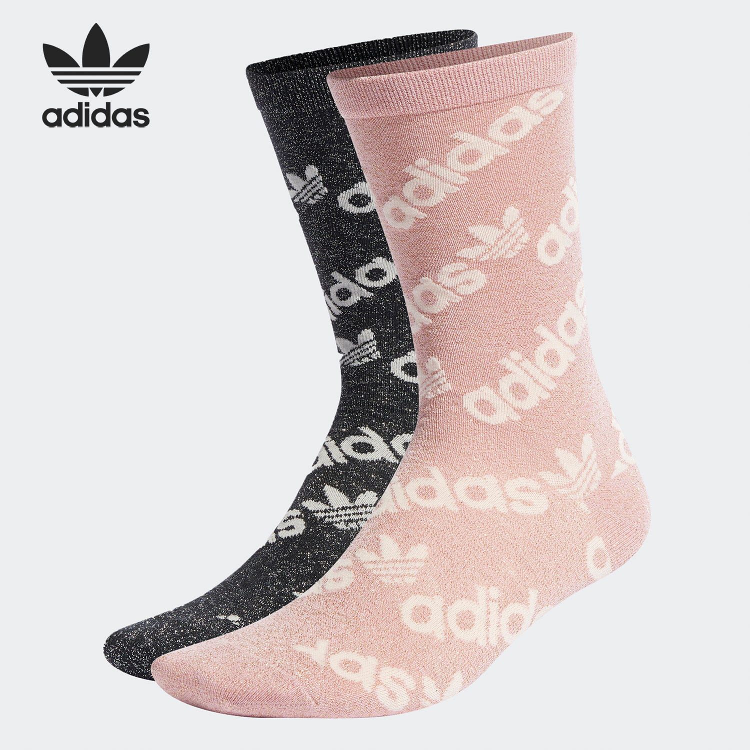 Adidas/阿迪达斯正品三叶草男女时潮流尚运动休闲袜两双装HM2283