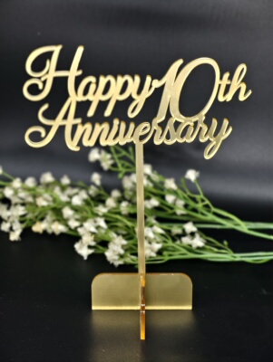 十周年庆典10年纪念蛋糕插装饰Happy10thAnniversary cake topper