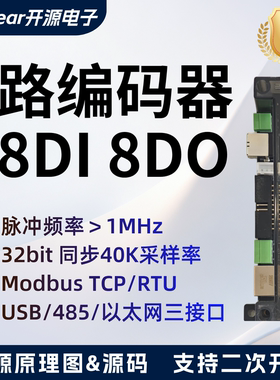 四通道编码器采集32bit同步485以太网USB接口8DI 8DO