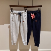 卫裤 12出口男女童两色抽绳松紧腰柔软毛圈60棉运动长裤