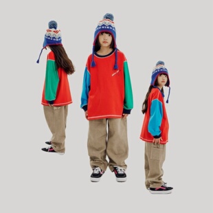 120 T恤 170韩系潮童H家拼色五角星字母速干长袖