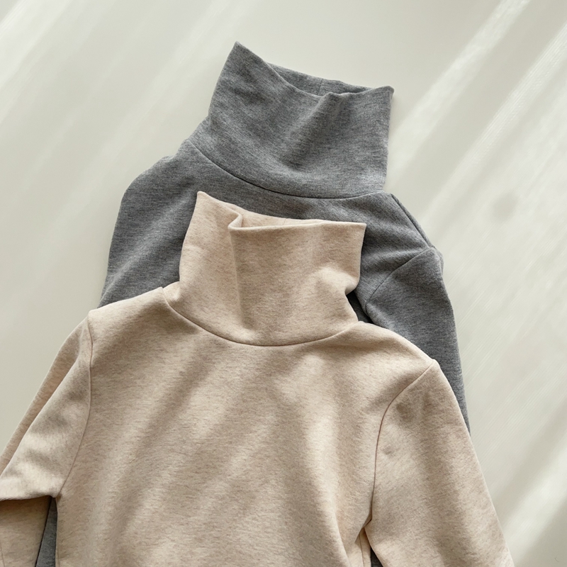 120-150韩系男女童两色翻领高领长袖打底衫