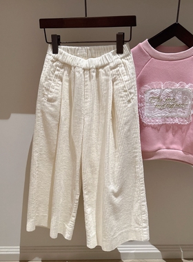 110-145韩系高端女童粗条绒松紧腰直筒裤