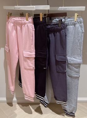 包邮自留110-160韩系男女童毛圈束脚松紧腰工装口袋运动裤