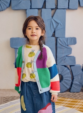 100-145韩系男女童满印小怪兽卡通套头长袖T恤