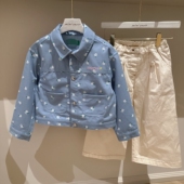 120 150韩系女童贝家满印小花小翻领薄牛仔外套