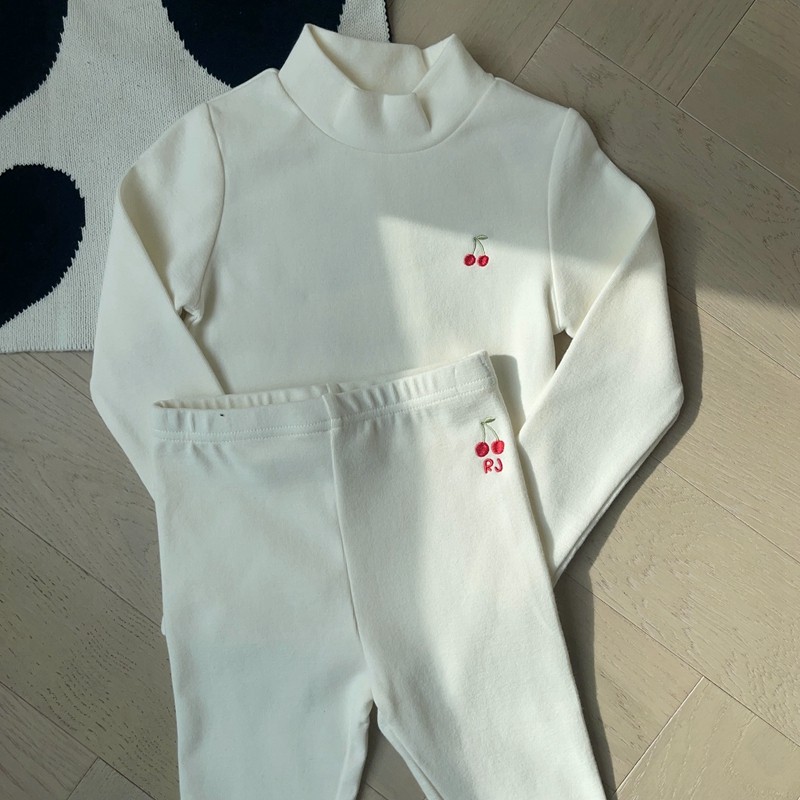 100-145韩系潮童RJ白色刺绣樱桃半高领长袖T恤+樱桃刺绣打底裤,童装/婴儿装/亲子装,T恤,淘宝优惠券,粉丝福利购,淘宝优惠卷