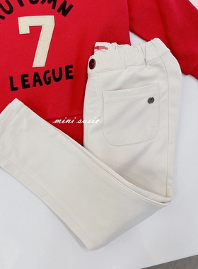 110-165韩国童装女童白色贴布口袋修身小脚裤